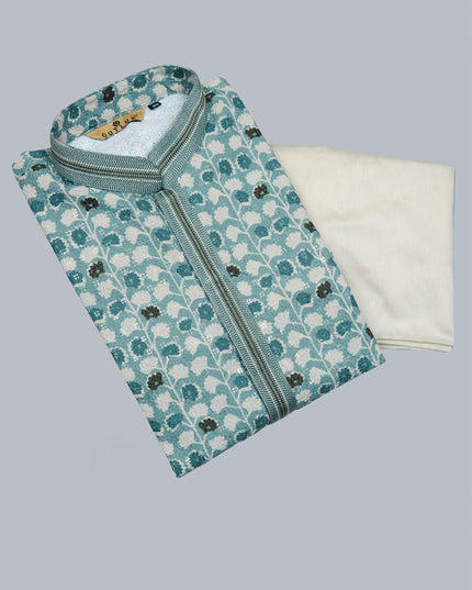 Rama Green Heavy Cotton Kurta Pyjama Set