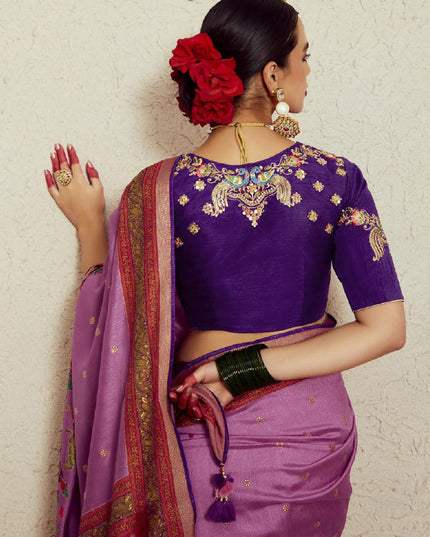 Onion Pink Brasso Saree with Blouse