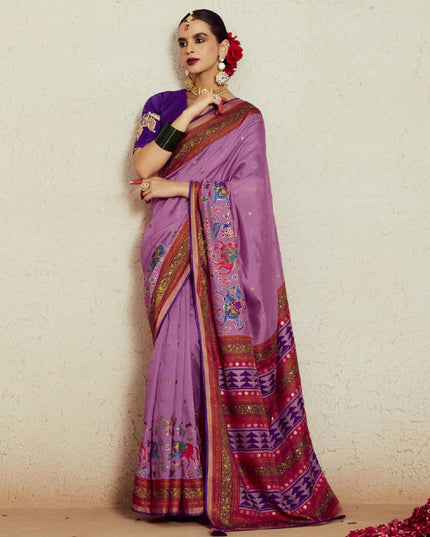 Onion Pink Brasso Saree with Blouse