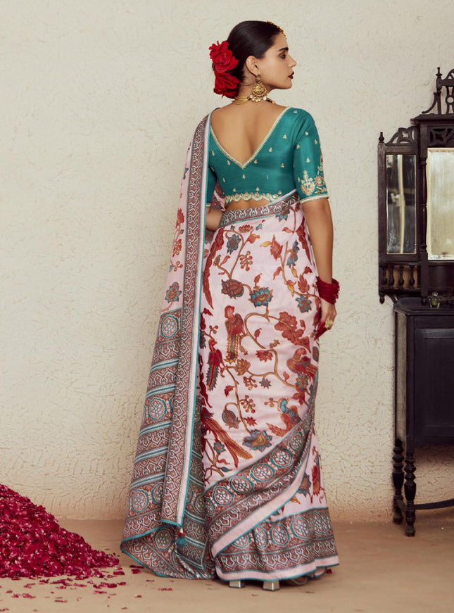 Blush Pink Brasso Saree with Blouse