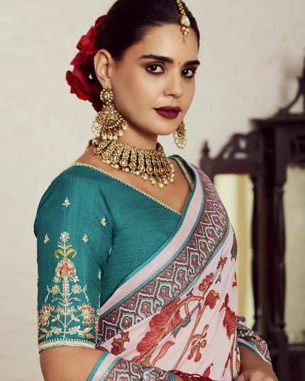 Blush Pink Brasso Saree with Blouse