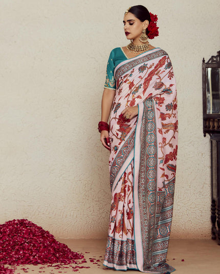 Blush Pink Brasso Saree with Blouse
