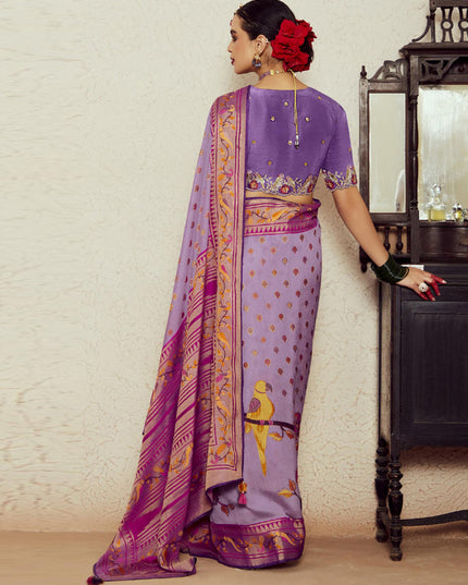 Lilac Brasso Saree with Blouse
