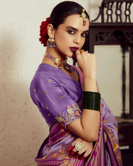 Lilac Brasso Saree with Blouse