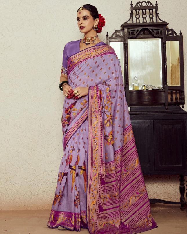 Lilac Brasso Saree with Blouse