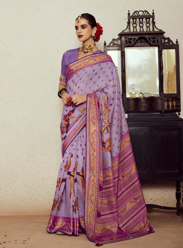 Lilac Brasso Saree with Blouse