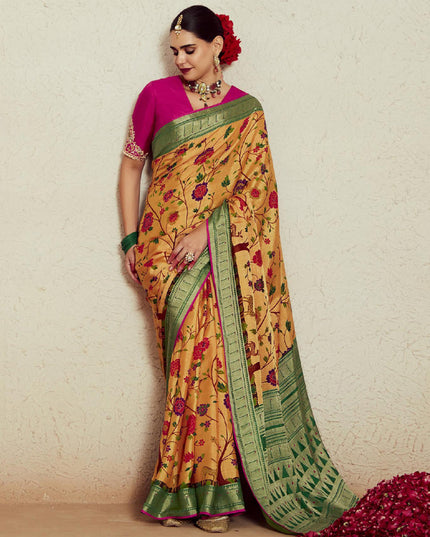 Golden Apricot Brasso Saree with Blouse