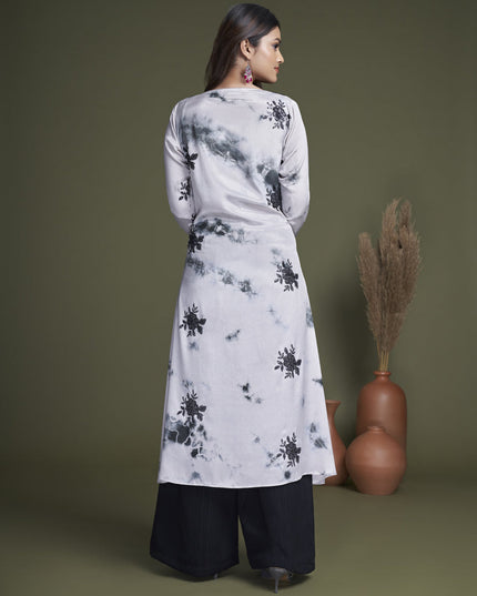 Black Silk Palazzo with Crop Top and Jacket