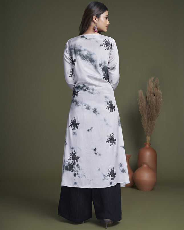 Black Silk Palazzo with Crop Top and Jacket