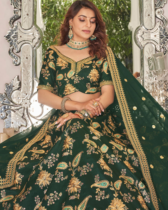 Forest Green Art Silk Designer Lehenga Choli