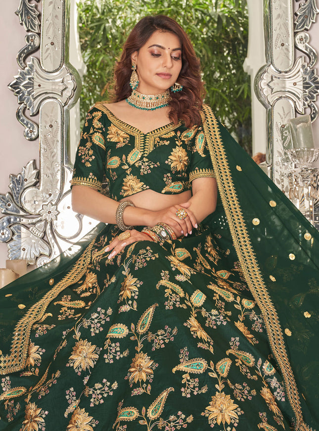Forest Green Art Silk Designer Lehenga Choli