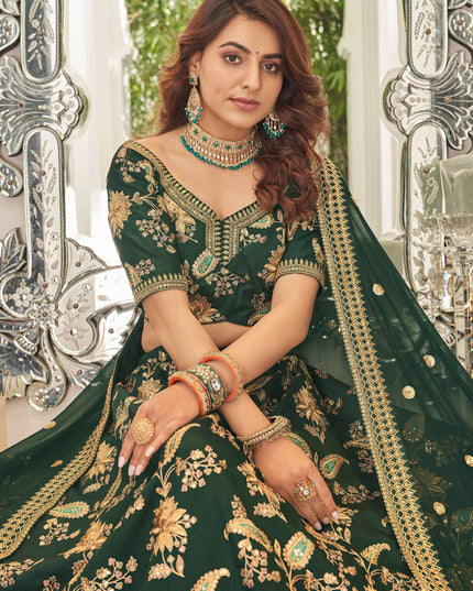 Forest Green Art Silk Designer Lehenga Choli