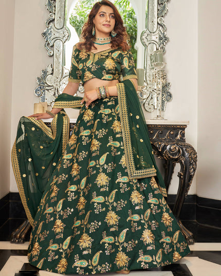 Forest Green Art Silk Designer Lehenga Choli