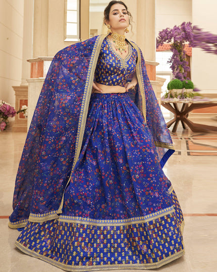 Royal Blue Organza Designer Lehenga Choli