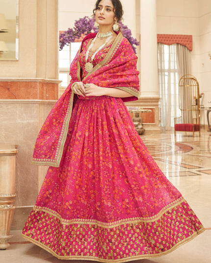 Gajari Pink Organza Designer Lehenga Choli
