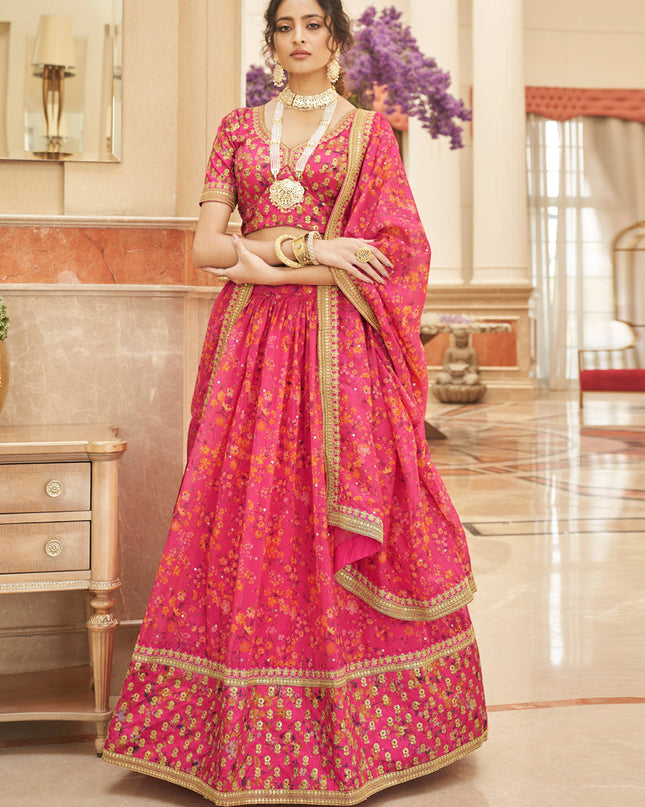 Gajari Pink Organza Designer Lehenga Choli