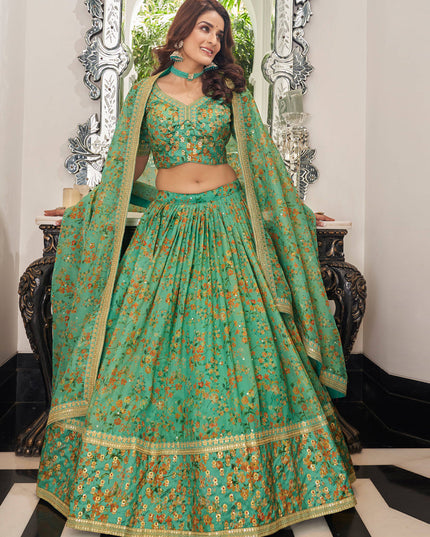 Pistachio Green Organza Designer Lehenga Choli