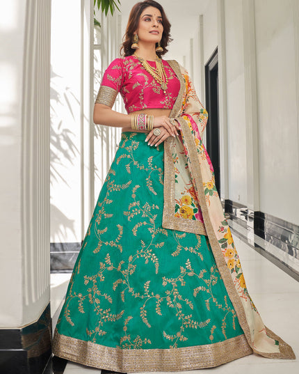 Rama Green Art Silk Designer Lehenga Choli