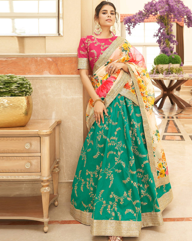 Rama Green Art Silk Designer Lehenga Choli