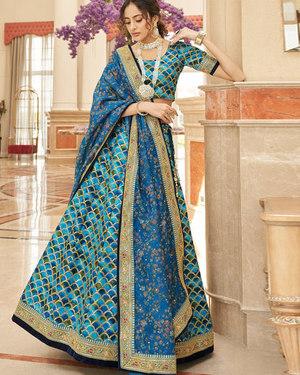 Sky Blue Art Silk Designer Lehenga Choli