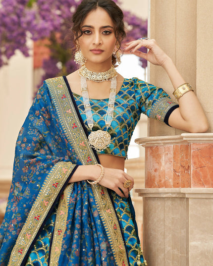 Sky Blue Art Silk Designer Lehenga Choli