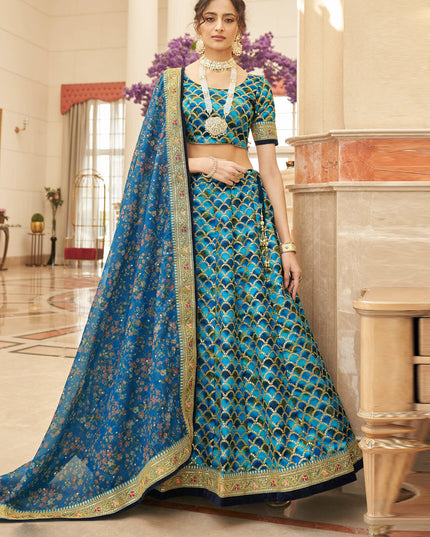 Sky Blue Art Silk Designer Lehenga Choli