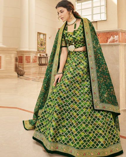 Forest Green Art Silk Designer Lehenga Choli