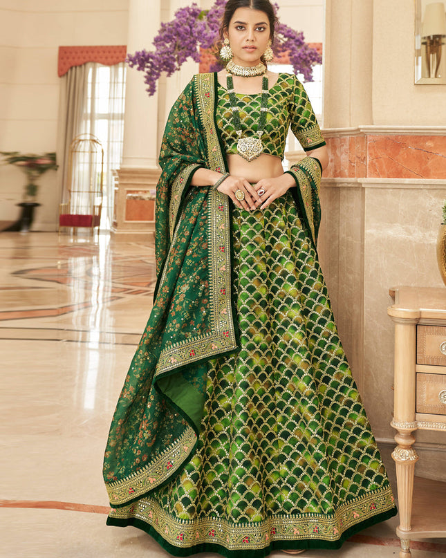 Forest Green Art Silk Designer Lehenga Choli