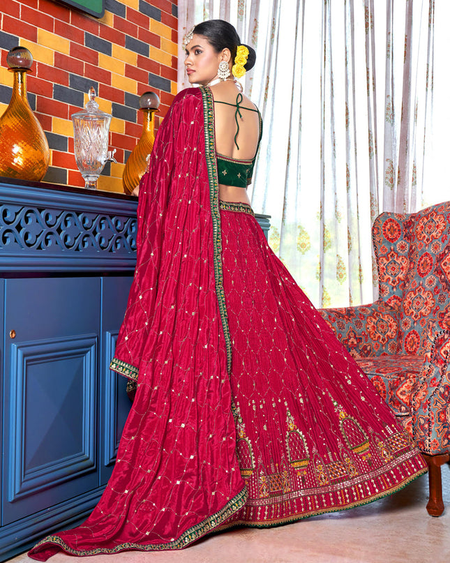 Raspberry Pink Chinnon Embroidered Lehenga Choli