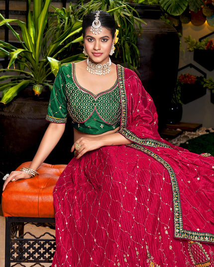 Raspberry Pink Chinnon Embroidered Lehenga Choli
