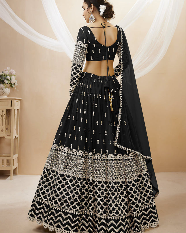 Black Georgette Embroidered Lehenga Choli