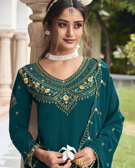 Morpich Georgette Embroidered Palazzo Kameez