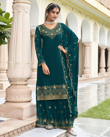 Morpich Georgette Embroidered Palazzo Kameez