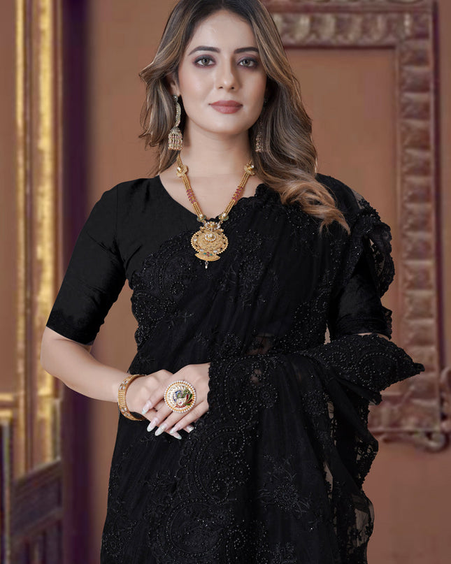 Black Net Party Wear Saree