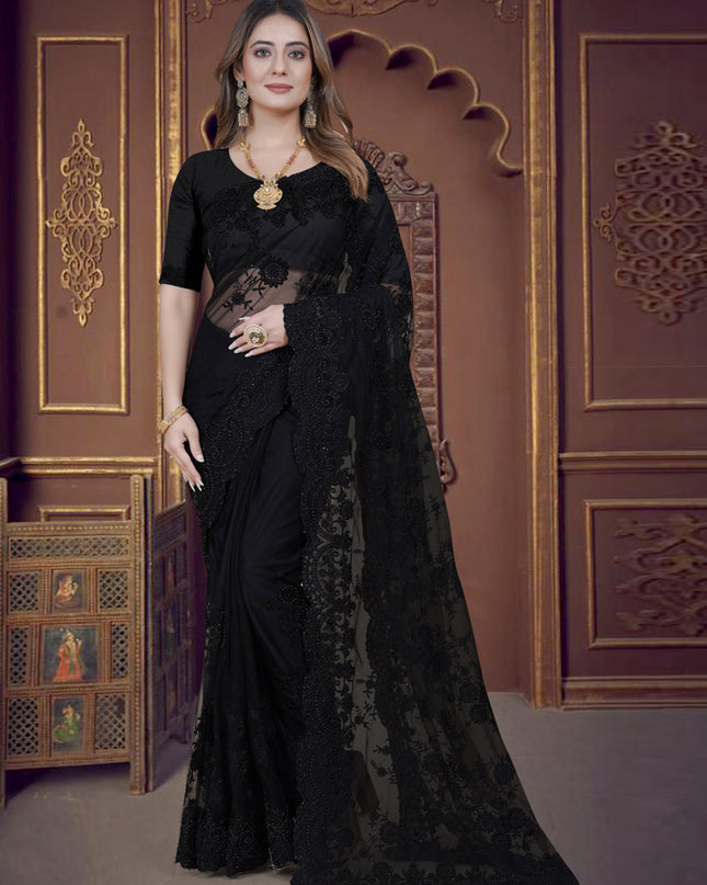 Black Net Party Wear Saree
