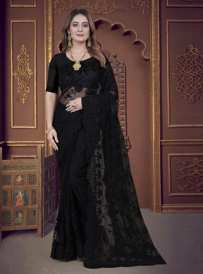 Black Net Party Wear Saree