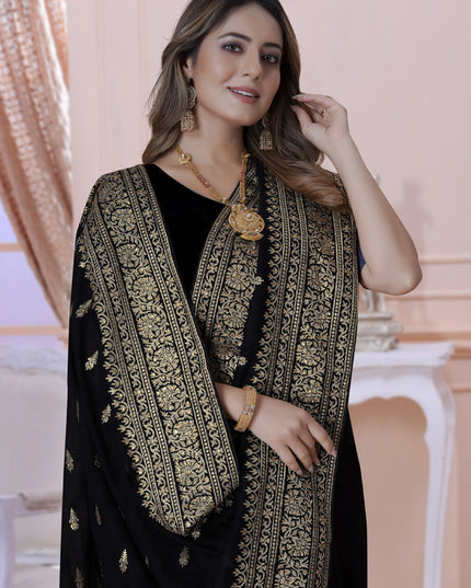 Black Silk Embroidered Saree