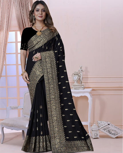 Black Silk Embroidered Saree