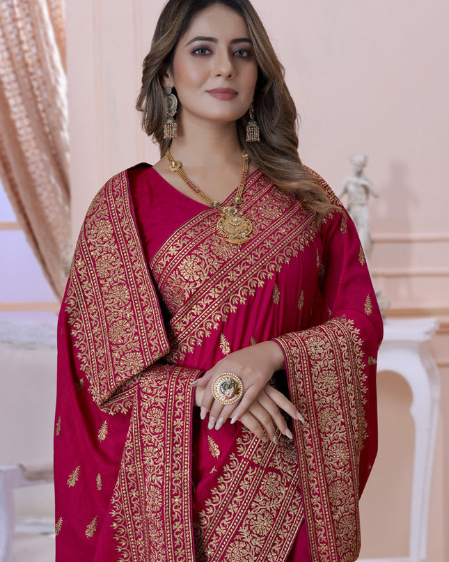 Gajari Silk Embroidered Saree