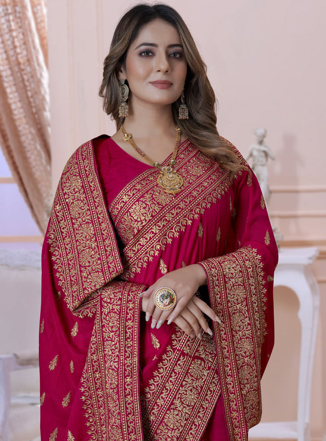 Gajari Silk Embroidered Saree