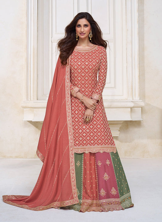 Cantaloupe Chinnon Embroidered Lehenga Kameez