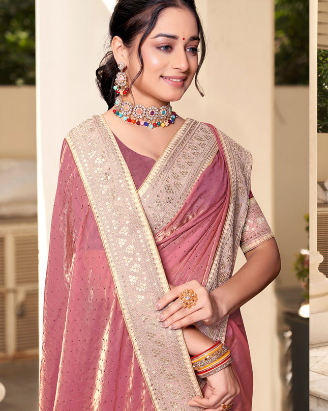 Rouge Pink Silk Party Wear Saree