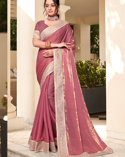 Rouge Pink Silk Party Wear Saree