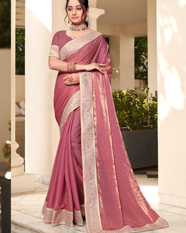 Rouge Pink Silk Party Wear Saree