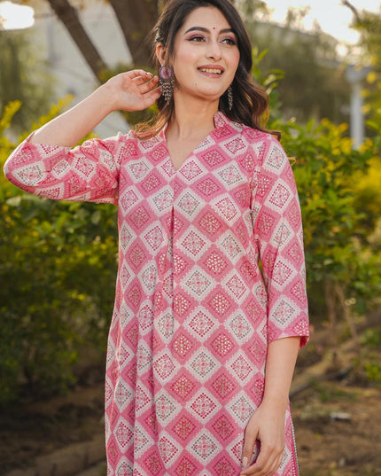 Pink Pure Rayon Plus Size Kurti