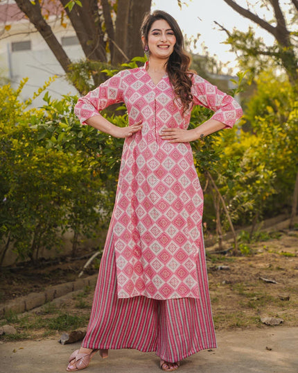Pink Pure Rayon Plus Size Kurti