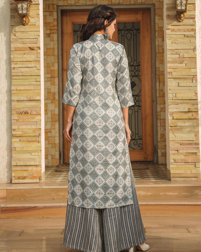 Grey Pure Rayon Plus Size Kurti