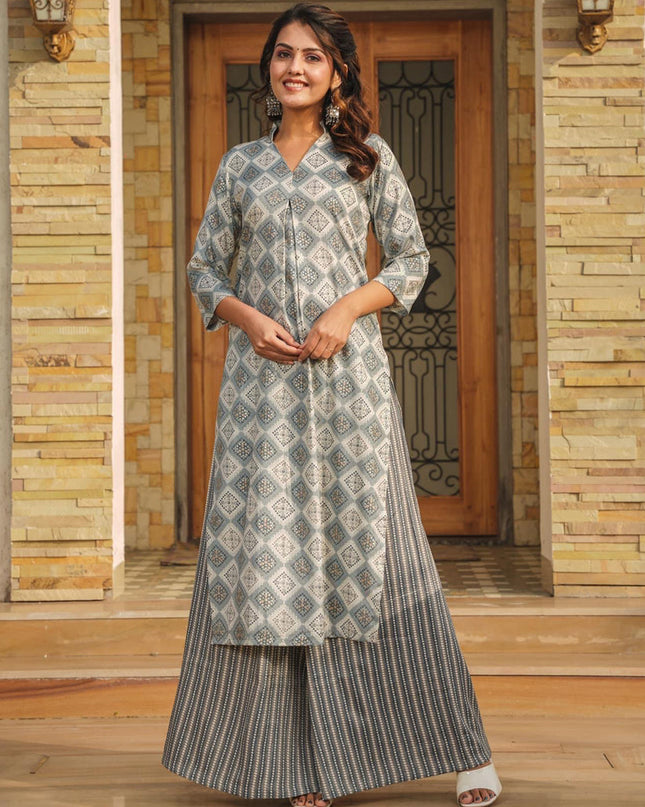 Grey Pure Rayon Plus Size Kurti