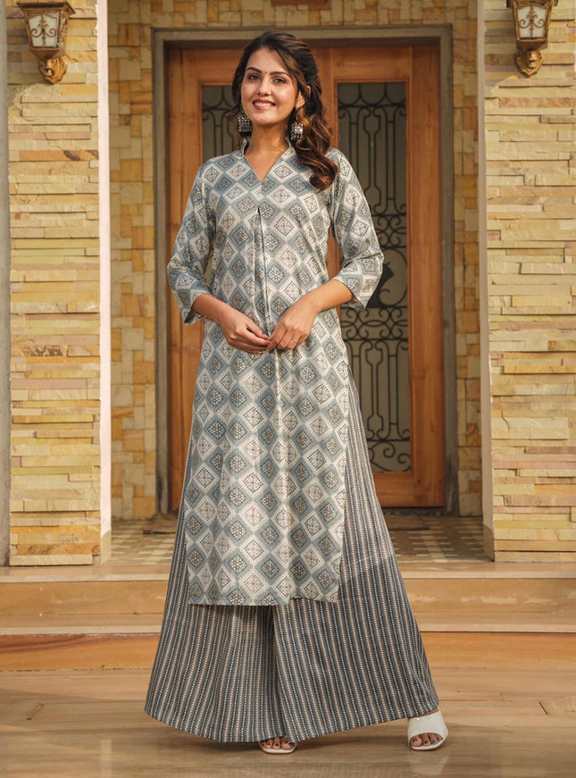 Grey Pure Rayon Plus Size Kurti