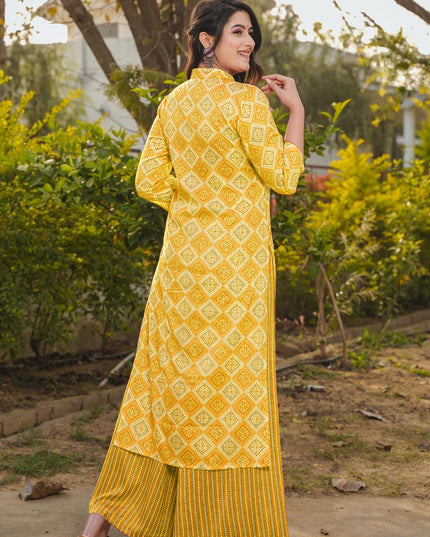 Yellow Pure Rayon Plus Size Kurti